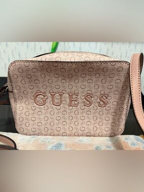 GUESS Blush Pink Logo Monogram Crossbody Bag